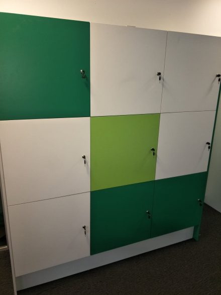 commercial cabinets lockers green and white